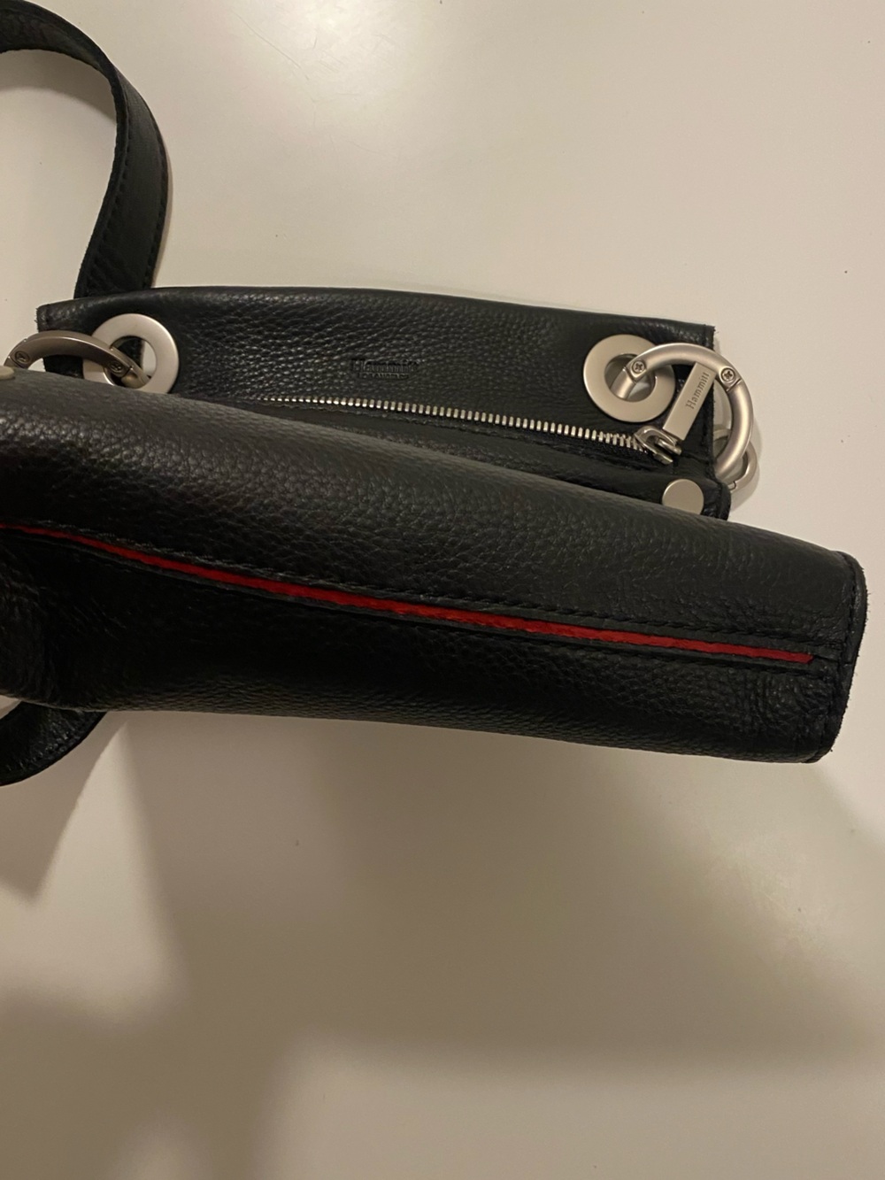 Hammitt Black Pebbled Leather Crossbody with Silver Ring Hardware - Picture 5 of 13